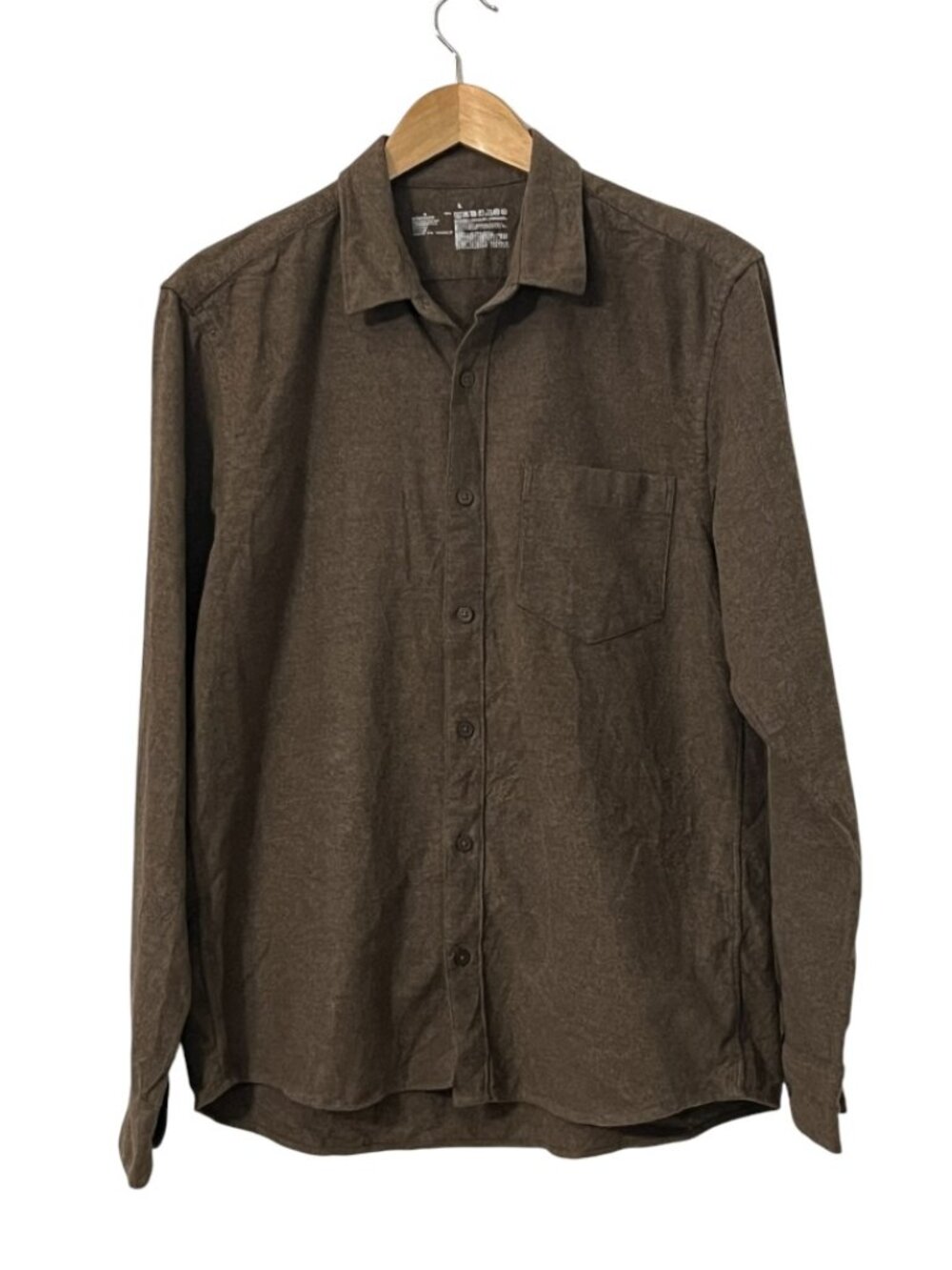 MUJI Flannel Shirt Mens L Brown Cotton Button Up Minimalist Japan Workwear Casua